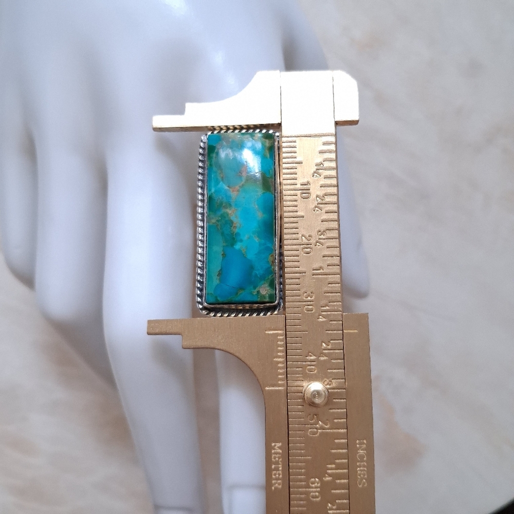 SOLD🌿 Artisan Handmade Kingman Turquoise 925 Silver Ring Size 8 🌿 - Picture 6 of 7